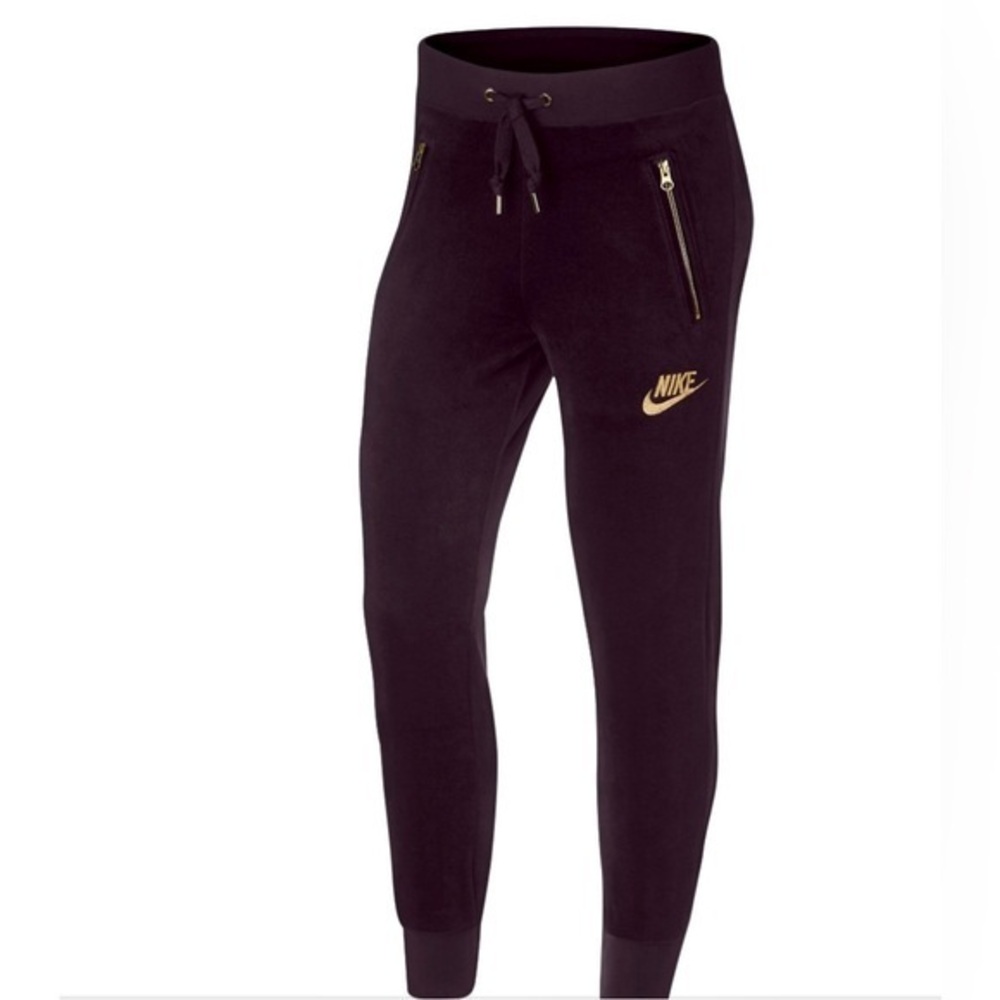 NWT- Nike Sportswear Velour Women's
Jogger Pants Dark Purple/Gold- S-SMALL